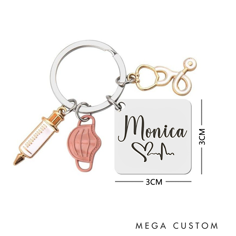 Personalized Heartbeat Keychain Custom Stainless Steel Keychain Graduation Thank You Gifts