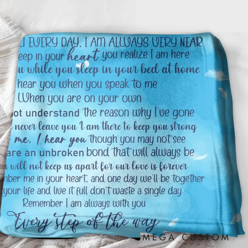 Personalized I Never Left You Photo Blanket Custom Photo Memorial Throw Blanket Sympathy Gift for Loss of Loved One