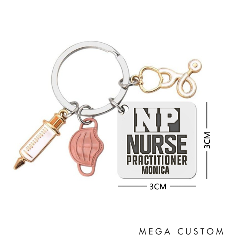 Personalized Nurse Practitioner Design Keychain Custom Stainless Steel Keychain Graduation Thank You Gifts