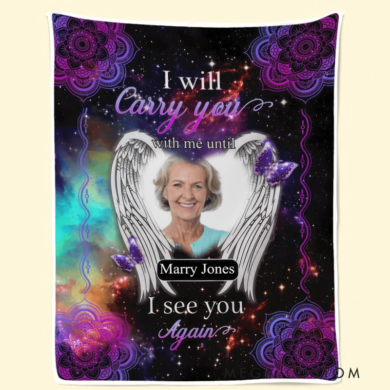 Personalized Until I See You Again Photo Blanket Custom Photo Memorial Throw Blanket Sympathy Gift for Loss of Loved One
