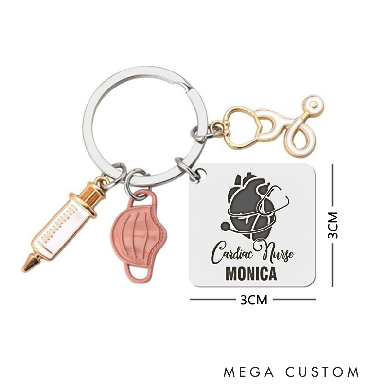 Personalized Cardiac Nurse Design Keychain Custom Stainless Steel Keychain Graduation Thank You Gifts