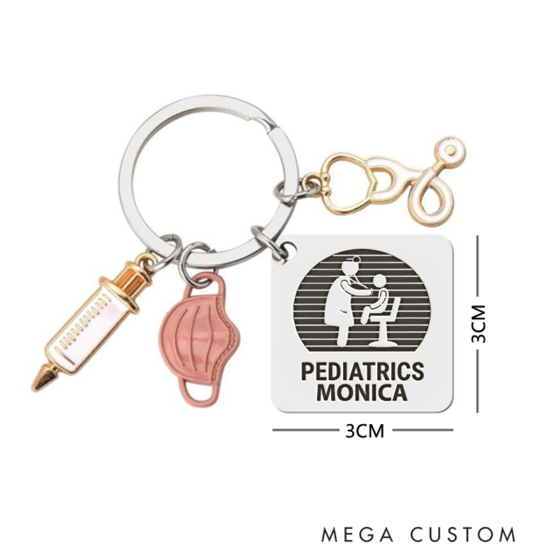 Personalized Pediatrics Nurse Design Keychain Custom Stainless Steel Keychain Graduation Thank You Gifts