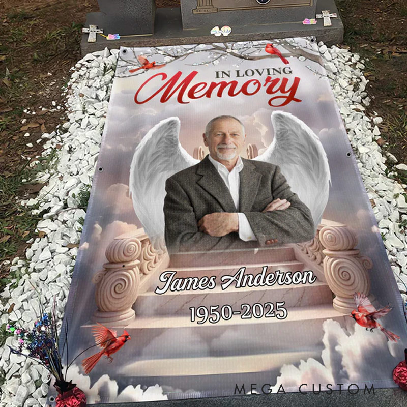 Personalized A Piece Of My Heart Lives In Heaven Photo Memorial Grave Blanket  Funeral Remembrance 