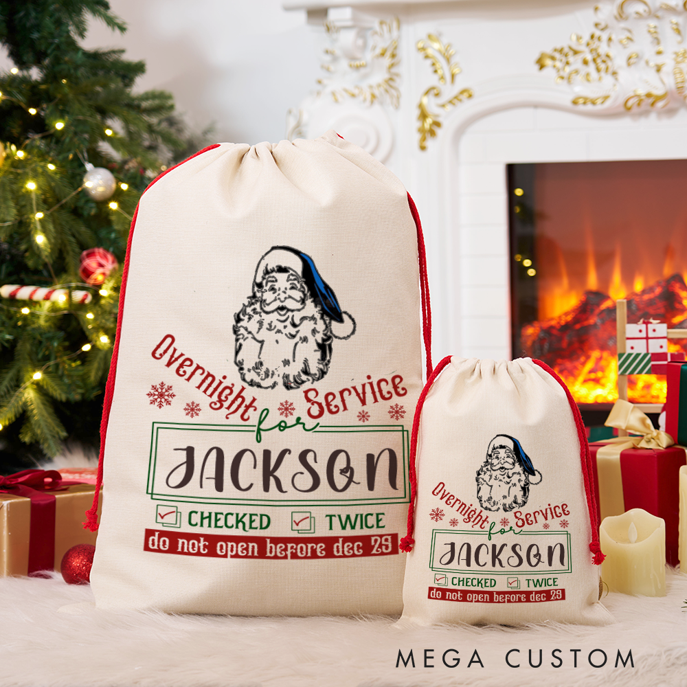Personalized Santa Overnight Service Sack with Festive Christmas Design Checked Twice Perfect Holiday Gift for Police Officer