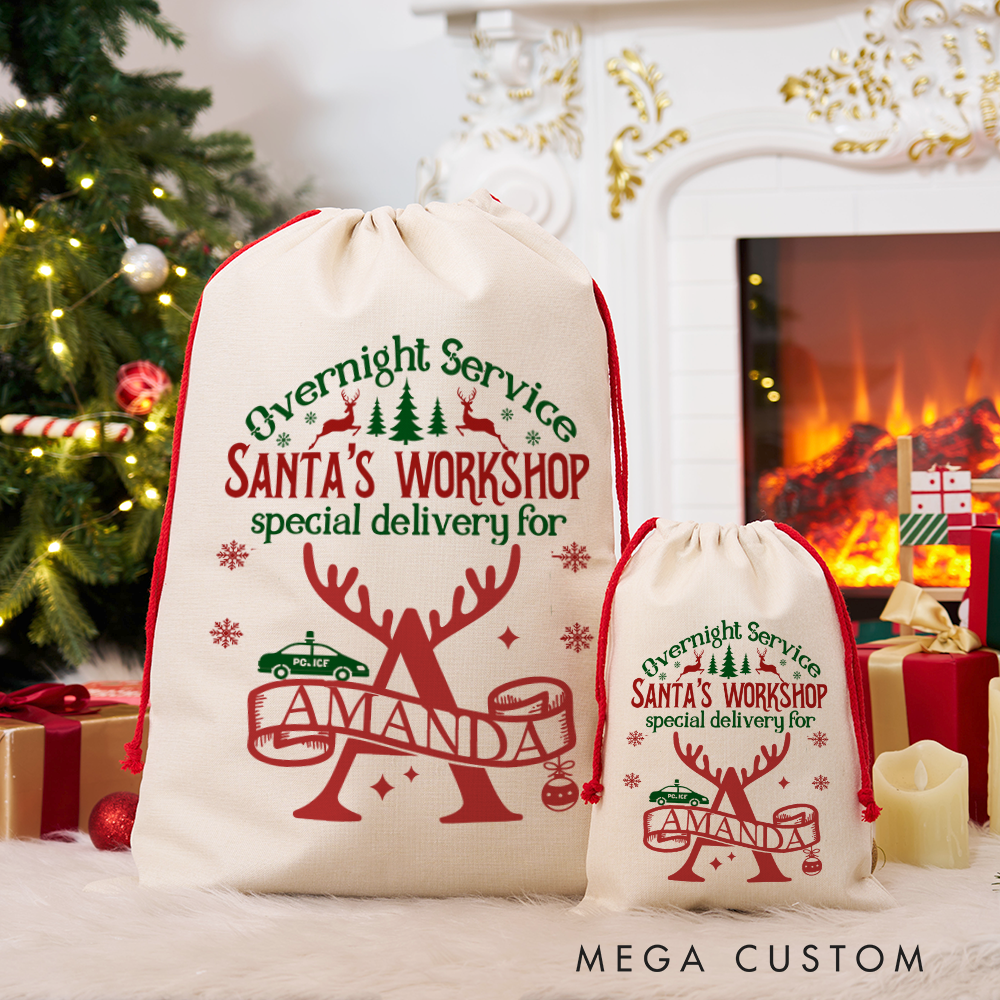 Personalized Santa's Workshop Overnight Service Sack with Festive Christmas Design Perfect Holiday Gift for Police Officer