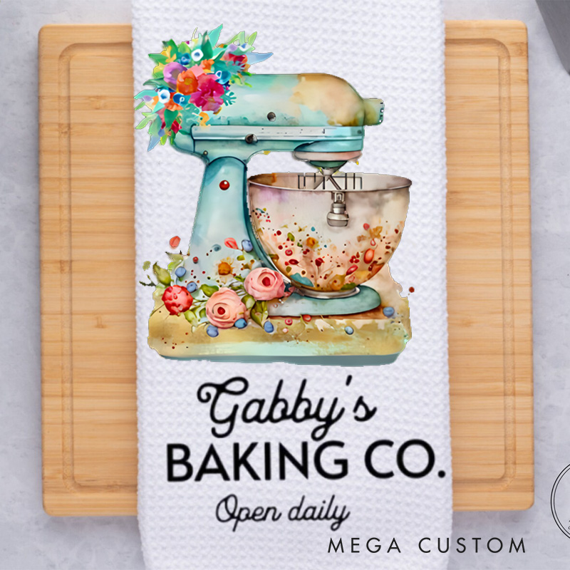 Personalized the Baking Company Kitchen Towel Bakers Dish Towel with Name Kitchen Mixer Hand Towel for Baking Lover Gift