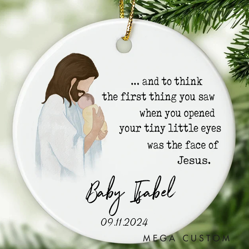 Personalized Baby Memorial Ornament Miscarriage Ornament Stillbirth Keepsake Jesus Holding Baby Ornament Sympathy Gift Custom Baby Loss Ornament