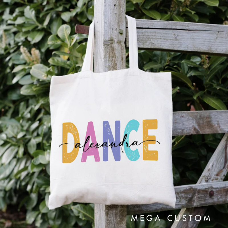 Personalized Bold Lettering Tote Bag Dance Bag Ballet Lover Tote with Name for Dance Lovers Dancer