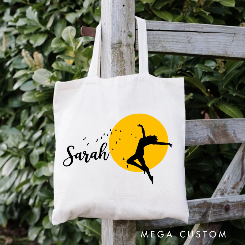Personalized Moonlit Dancer Tote Bag Dance Bag Ballet Lover Tote with Name for Dance Lovers Dancer