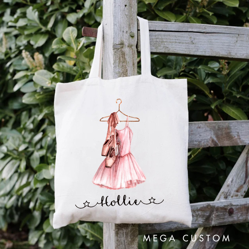 Personalized Elegant Dress Tote Bag Dance Bag Ballet Lover Tote with Name for Dance Lovers Dancer