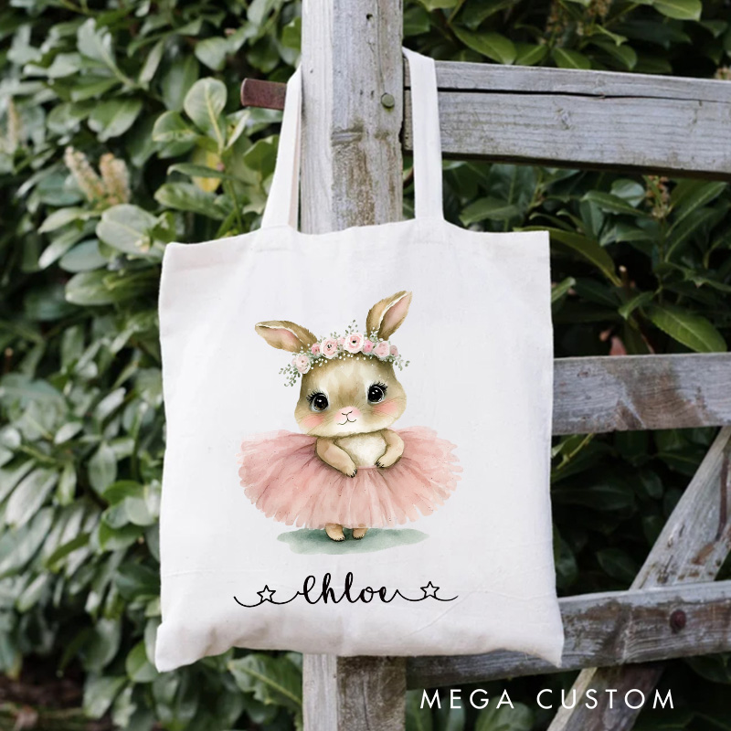Personalized Bunny in Tutu Tote Bag Dance Bag Ballet Lover Tote with Name for Dance Lovers Dancer