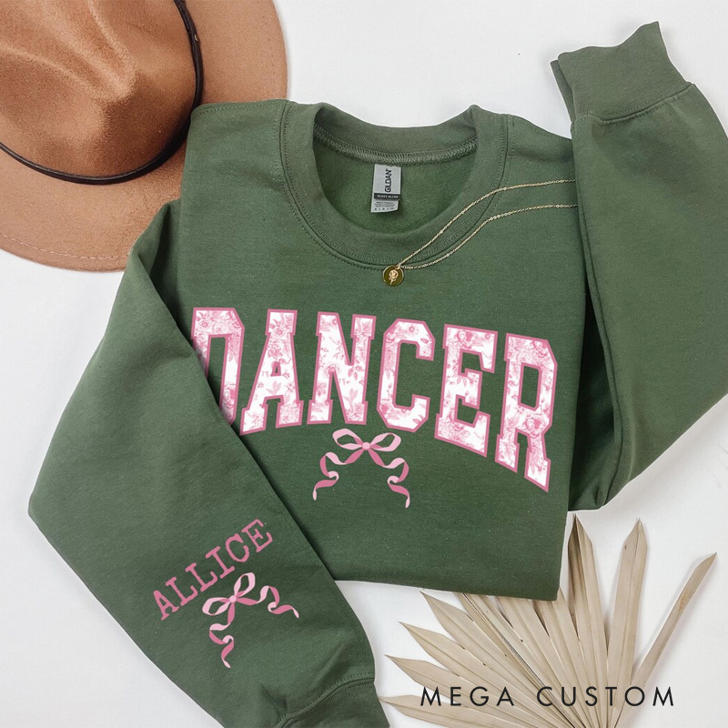 Personalized Pink Chinoiserie Dance Classic Sweatshirt Horror Film Crewneck Dance Lover Shirt for Dance Team