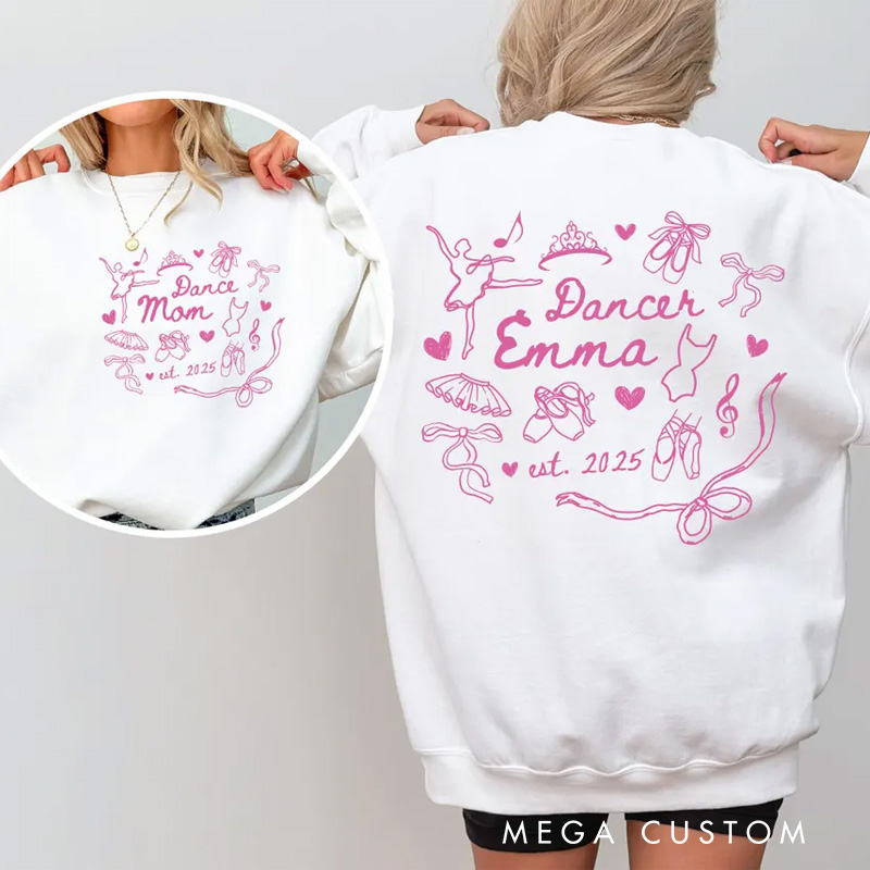 Personalized Cute Dance Mom Classic Sweatshirt Horror Film Crewneck Dance Lover Shirt for Dance Team