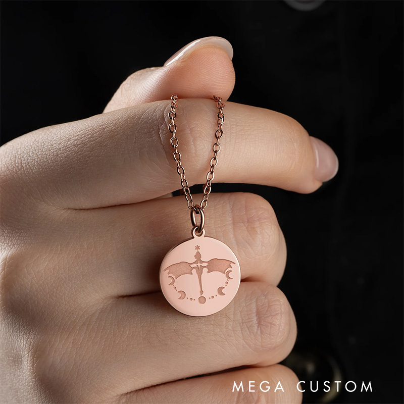 Personalized Fantasy Dragon Rider Moon Night Necklace with Name Christmas Gift for Women Bookworms Book Lovers Gift