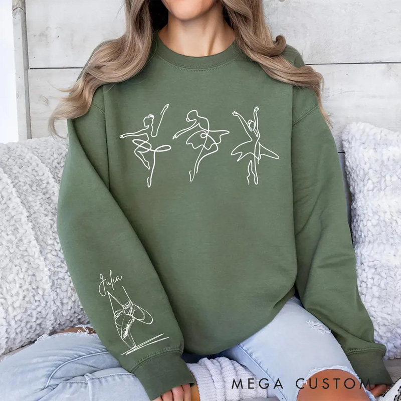 Personalized Minimalist Ballerina Dance Classic Sweatshirt Horror Film Crewneck Dance Lover Shirt for Dance Team