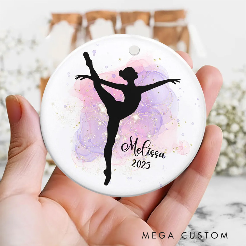 Personalized Watercolor Silhouette Ballerina Ceramic Christmas Ornament Dance Lovers Christmas Gift Dancer Xmas Gift Christmas Decor