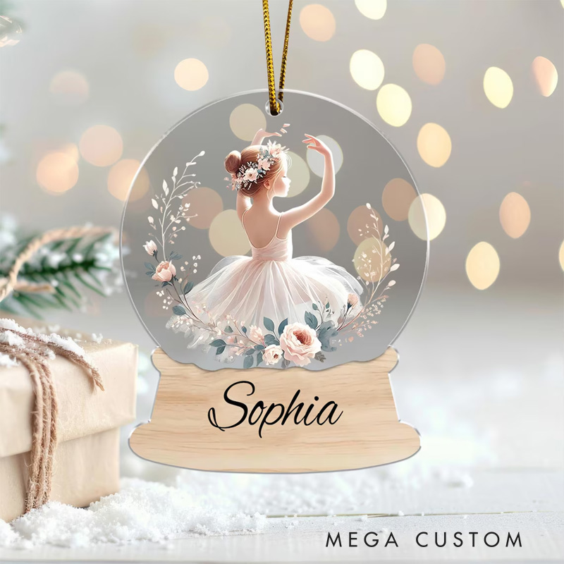 Personalized Floral Ballerina Snow Globe Acrylic Christmas Ornament Dance Lovers Christmas Gift Dancer Xmas Gift Christmas Decor