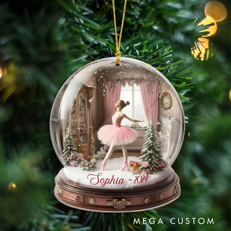 Personalized 2D Flat Ballerina Snow Globe Acrylic Christmas Ornament Dance Lovers Christmas Gift Dancer Xmas Gift Christmas Decor