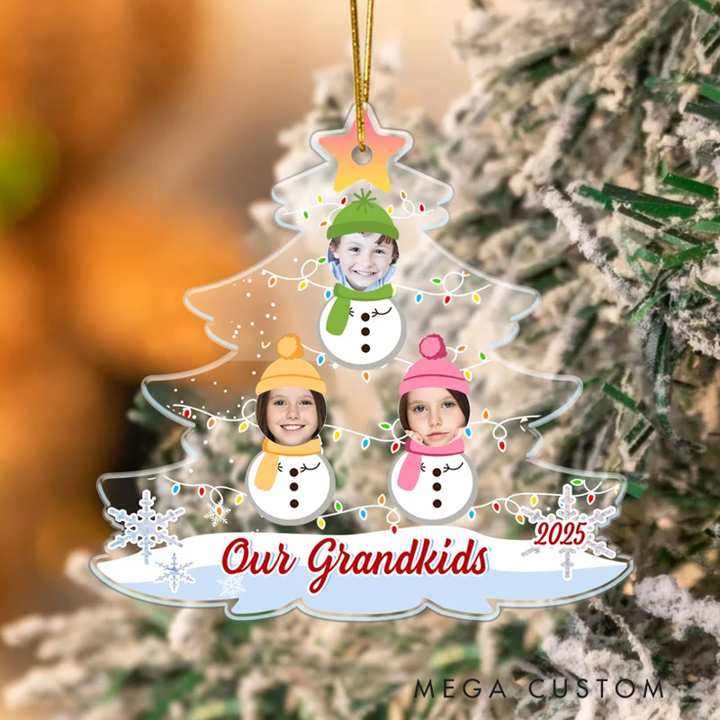 Personalized Face Photo Snowman Christmas Tree Shape Acrylic Ornament Home Decoration Christmas Gift