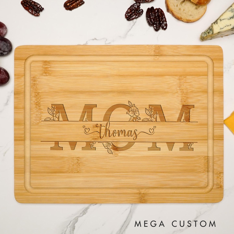 Personalized Mom Monogram Cutting Board for Bakers Mom's Kitchen Engraved Serve Board for Baking Lover Gift Mothers Day Gifts for Her