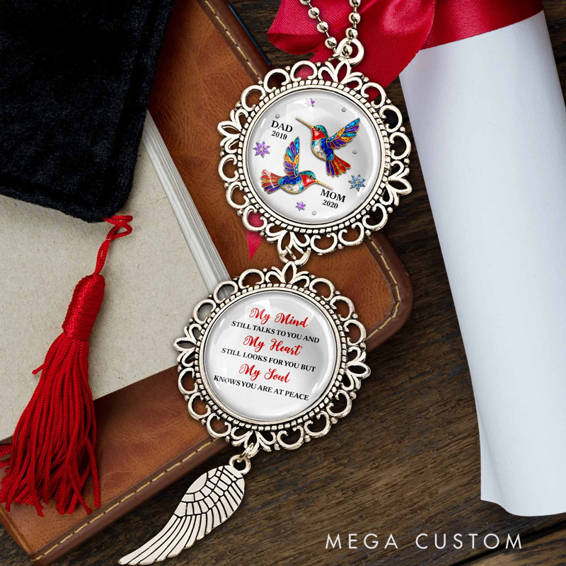 Personalized Car Ornament My Mind Still Talks To You Angel Wing Pendant Gift for Bereaved Families
