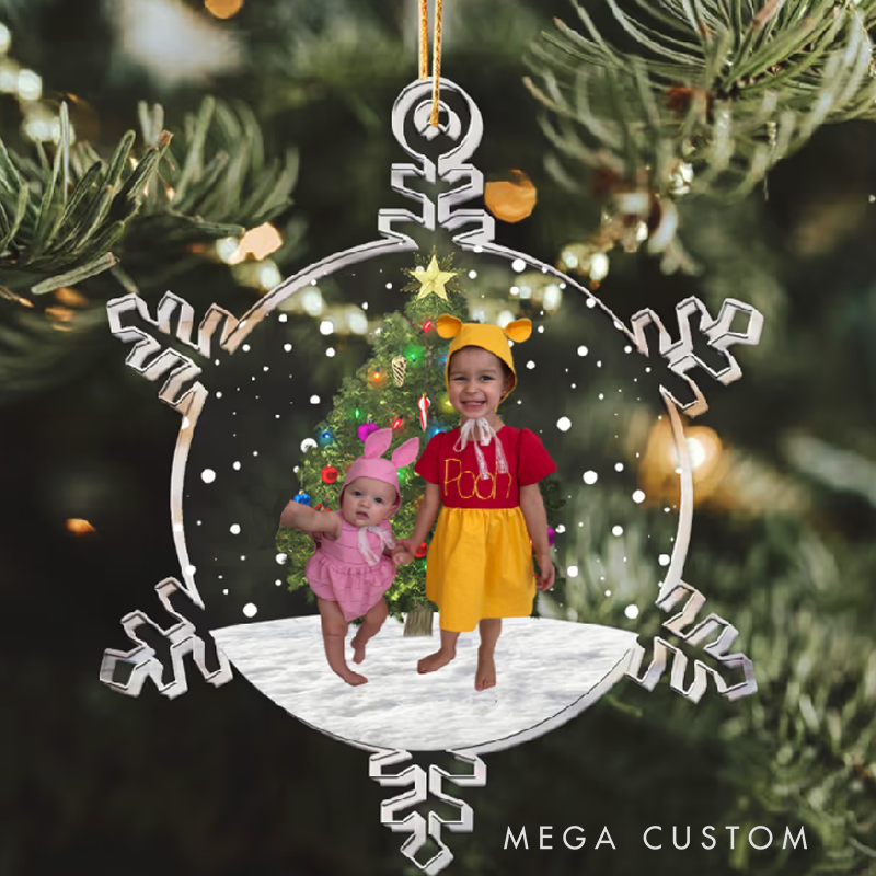 Personalized Snowflakes Custom Photo Acrylic Photo Christmas Ornament