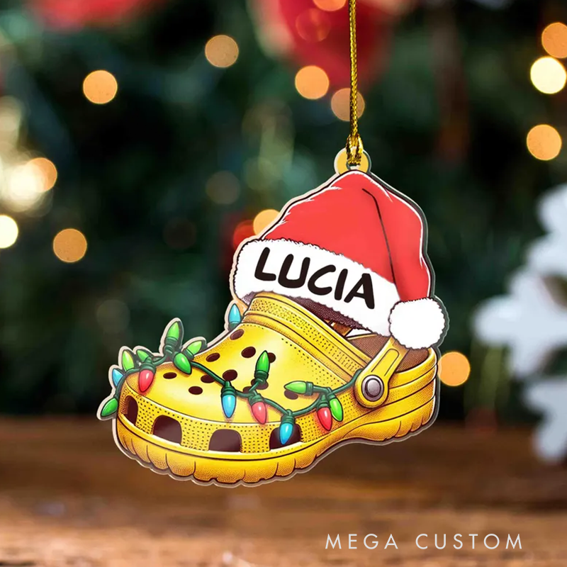 Personalized Christmas Croc Ornaments with Santa Hat Ornament Custom Name Acrylic Ornament Christmas Gift for Nurse