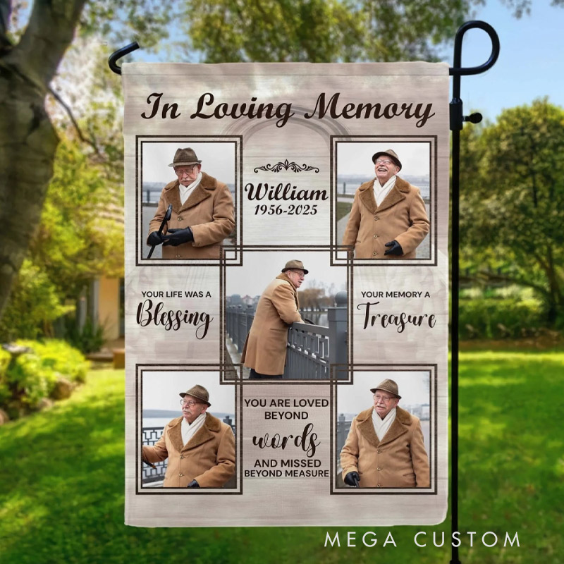 Personalized In Loving Memory Your Life Was A Blessing Garden Flag Memorial Gift Bereavement Gift for Loss of Loved One