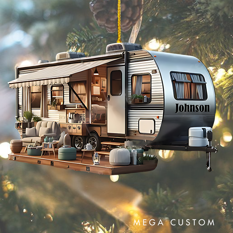 Personalized Travel Trailer Camping Ornament Custom Camping Gift Christmas Decor for Outdoor Enthusiasts