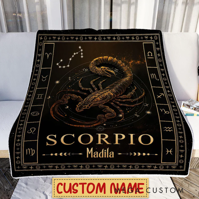 Personalized Scorpio Blanket Horoscope Astrology Blanket for Scorpio Custom Name Constellations Quilt Tarot Zodiac Sign Birthday Gifts
