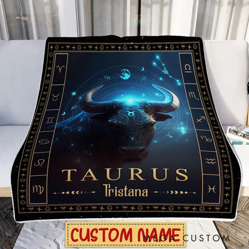 Personalized Zodiac Taurus Blanket Tarot Astrology Blanket for Taurus Custom Name Constellations Quilt Horoscope Birthday Gifts