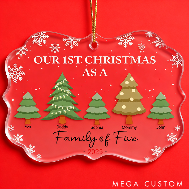 Personalized Acrylic Ornament First Christmas as a Family of Three 
