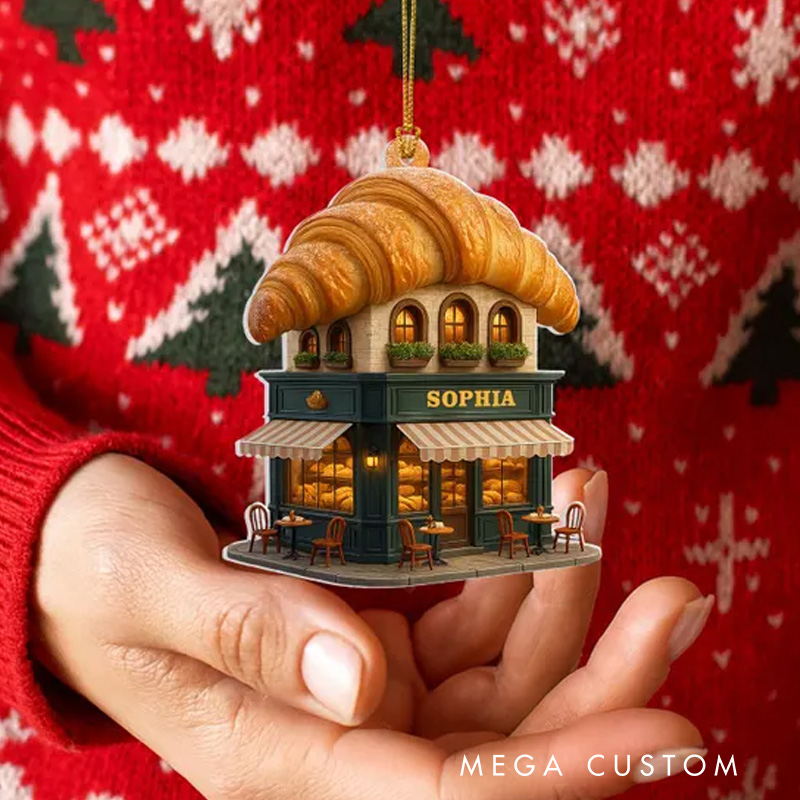 Personalized Bakery Christmas Ornament 2D Acrylic Baking Lover Ornament with Name Xmas Tree Decoration for Baking Lover Gift
