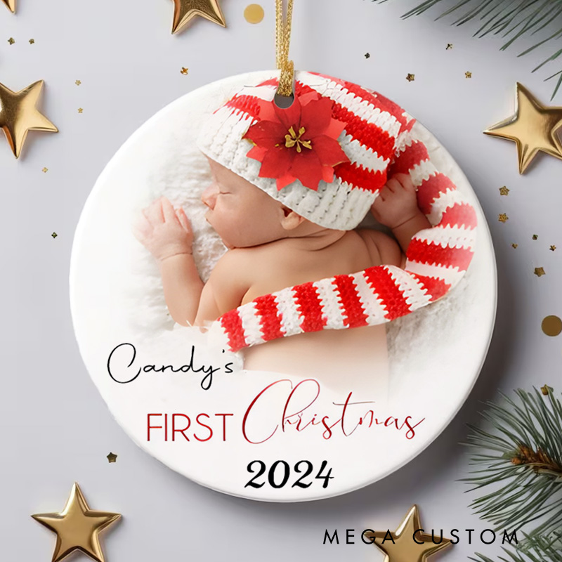 Personalized Baby's First Christmas Ornament Highlighting Adorable Newborn Memories Christmas Ornament