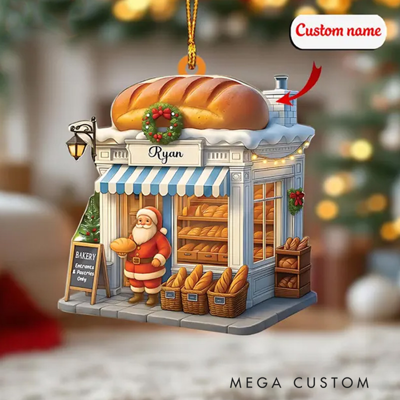 Personalized Name Bakery Christmas Ornament 2025 Acrylic 2D Bakery Keepsake Holiday Tree Decor for Bakers Baking Lover Gift