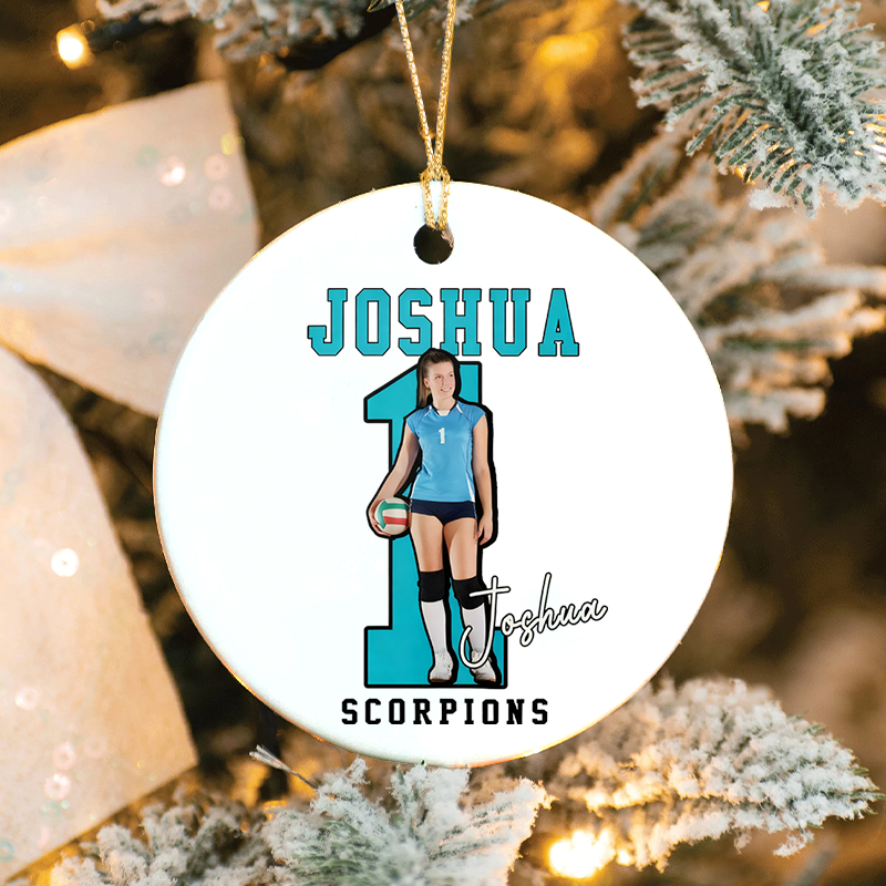 Personalized Sports Christmas Ornament with Custom Name, Number, and Team Design