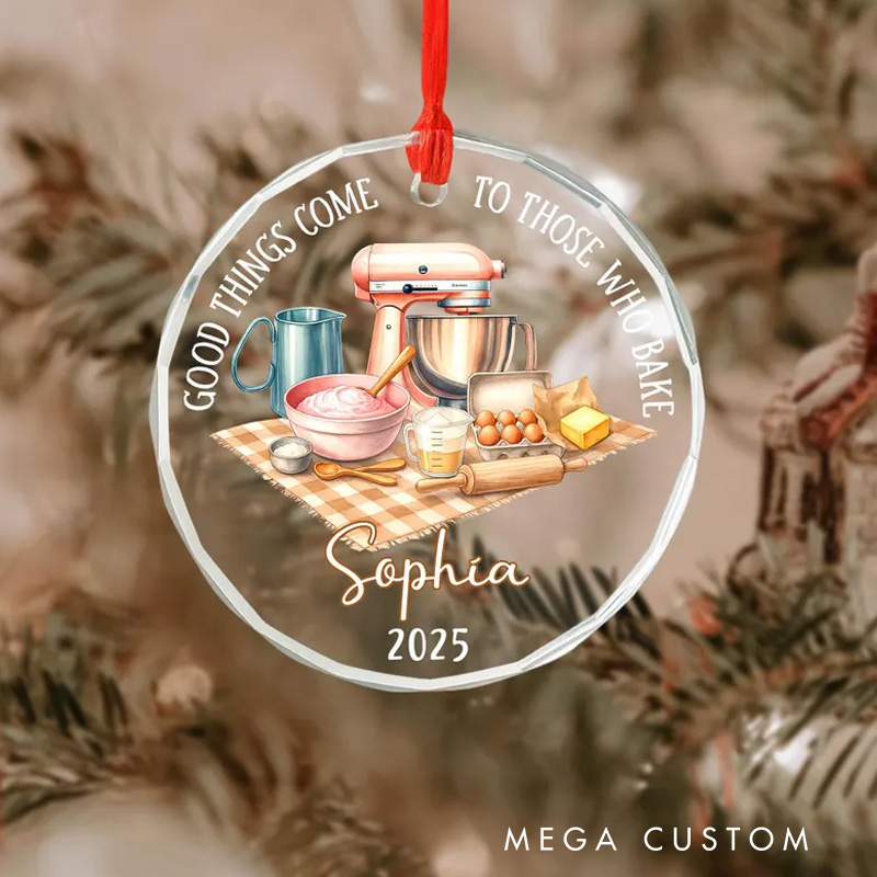 Personalized Good Thing Come to Those Who Bake Christmas Ornament Glass Ornament Bakers Christmas Gift Christmas Decor