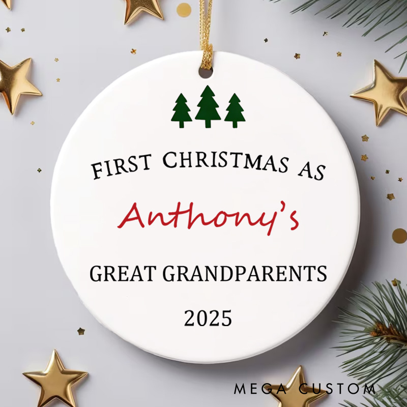 Personalized First Christmas as Great Grandparents Ornament Highlighting Family Love Christmas Ornament