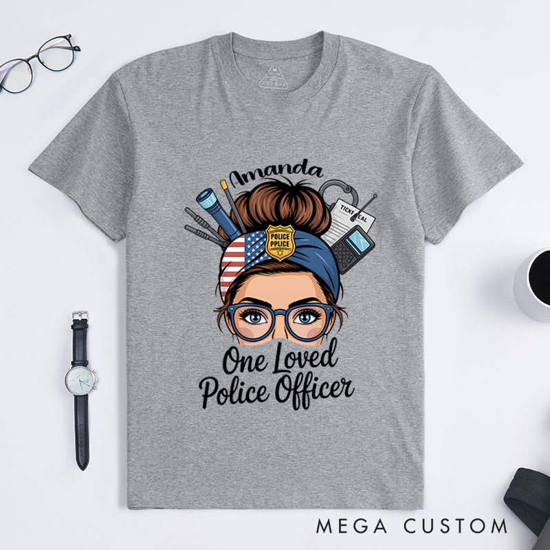 Personalized One Loved Police Officer T-Shirt with Stylish Graphic Design Gift for Women in Law Enforcement