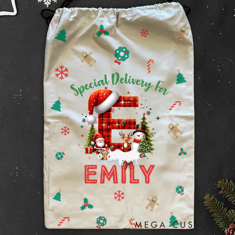 Personalized Initial Christmas Sack with Name Christmas Gift Christmas Decor Gift