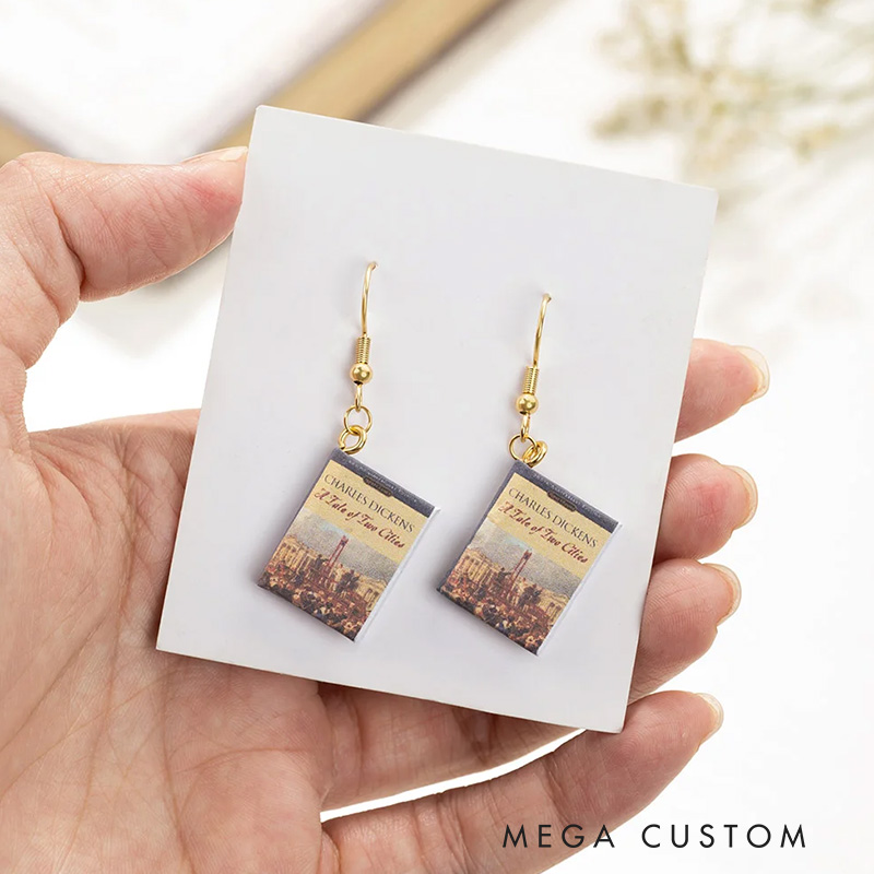 Miniature Book Cover Dangle Drop Earrings for Reading Lovers Writer Librarian Book Lovers Gift