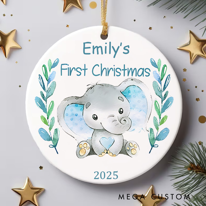 Personalized Polar Bear First Christmas Ornament Featuring Adorable Winter Scene Christmas Ornament