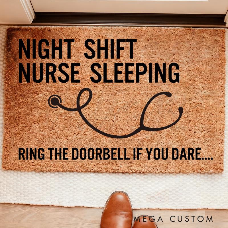 Night Shift Nurse Sleeping Doormat Funny Doormat Nurse Appreciation Gift Housewarming Gift 
