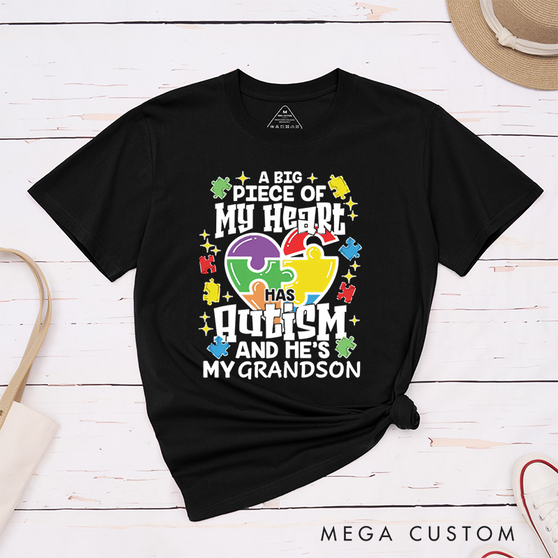 Personalized A Big Piece Of My Heart T-Shirt Autism Awareness Gift