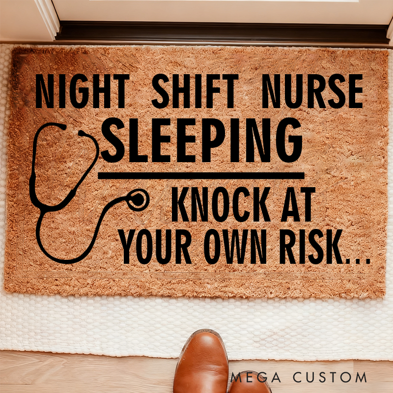 Night Shift Nurse Sleeping Doormat Funny Doormat Nurse Appreciation Gift Housewarming Gift 