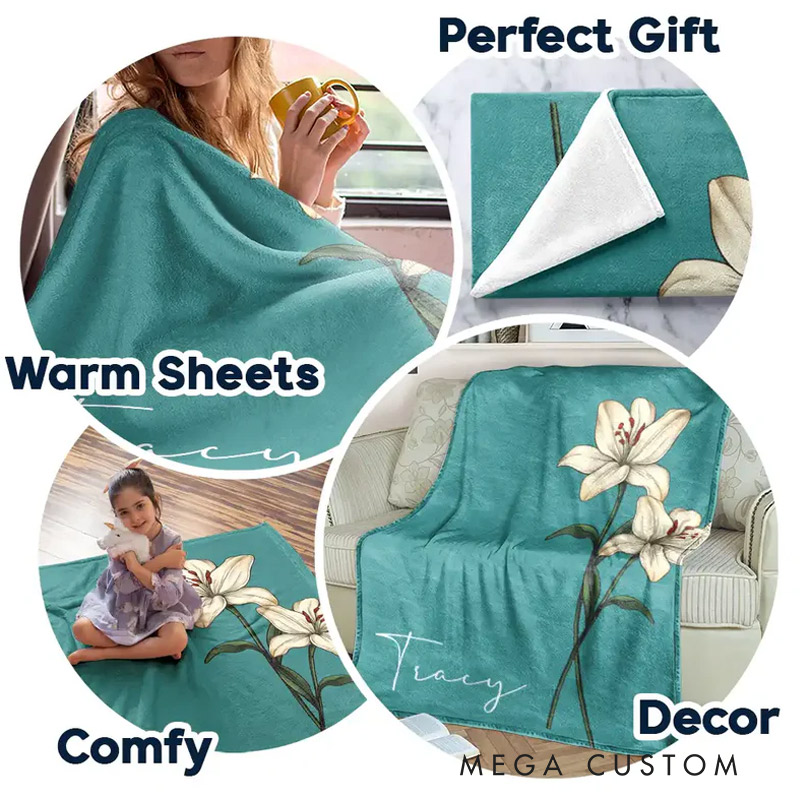 Personalized Birth Month Flowers Bloom Where You're Planted Custom Flannel Blanket Gift for Gardening Lovers Mother's Day Gift