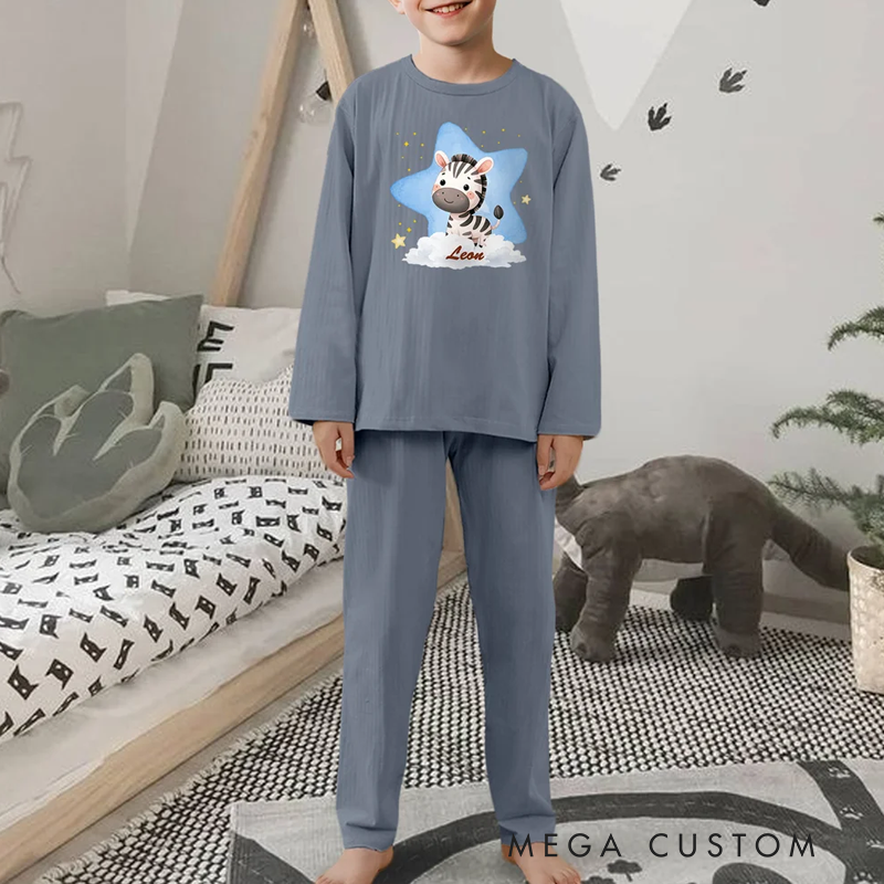 Personalized Animal Design Children's Pajamas with Name House Suit Birthday Gift for Boys and Girls