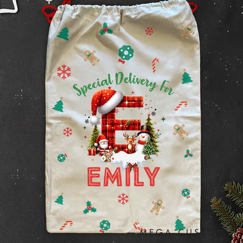 Personalized Initial Christmas Sack with Name Christmas Gift Christmas Decor Gift