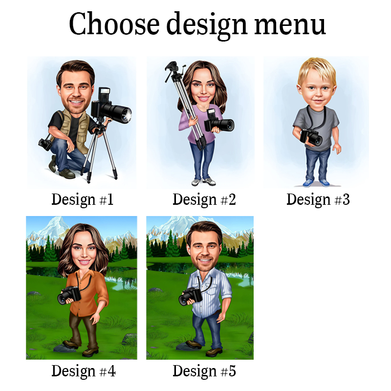 Personalized Cartoon Photographer Portrait Photographer Gift
