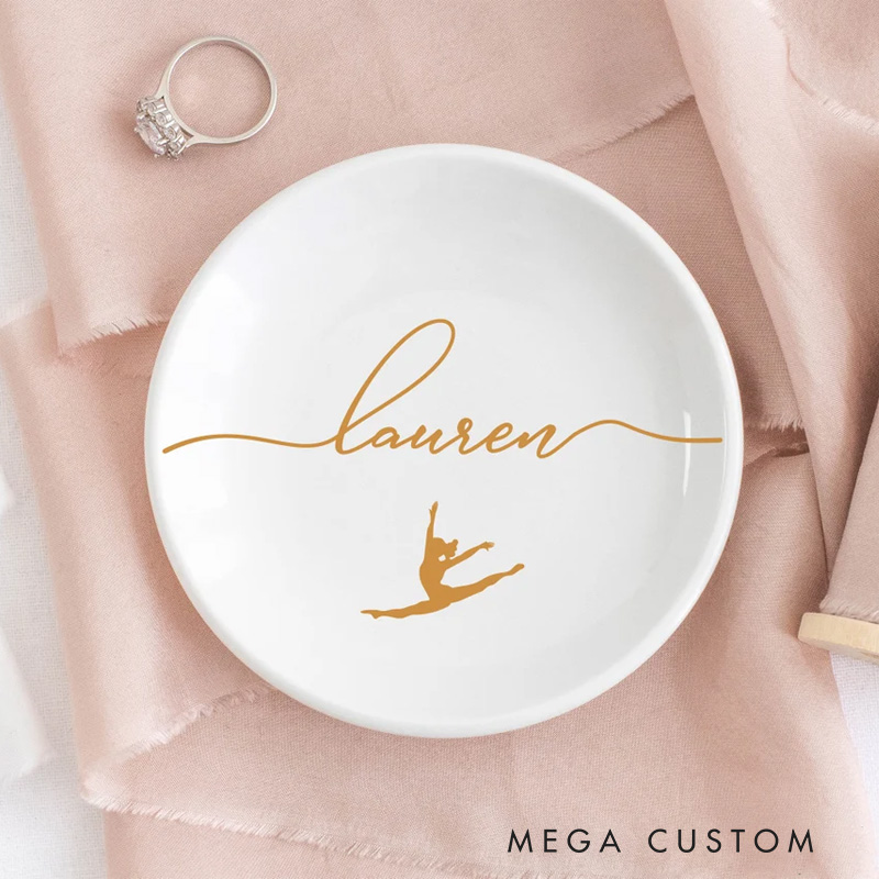 Personalized Dancing Jewelry Dish Dance Gift For Little Girls Dance Teacher Recital Gifts Ballet Dancer Trinket Tray Dance Team Ring Holder
